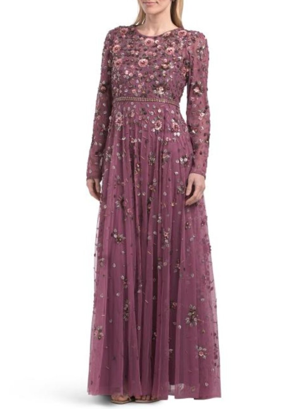 MAC DUGGAL Long Sleeve Embellished Gown